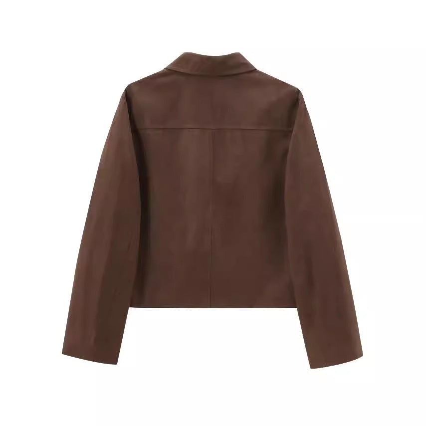 Veste Suédine Rétro Courte