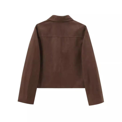 Veste Suédine Rétro Courte