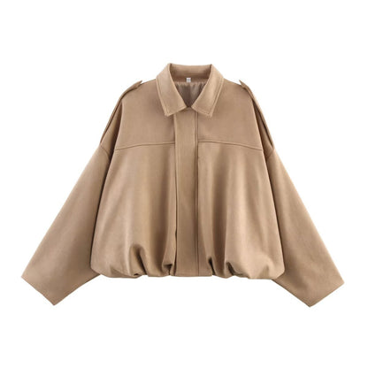 Veste Bomber Oversize en Suédine Douce
