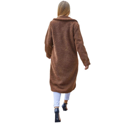 Manteau à manches longues uni avec col à revers