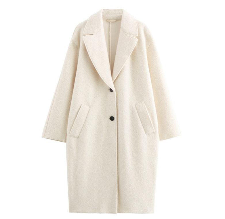 Manteau en laine élégant , à revers, boutonnage simple
