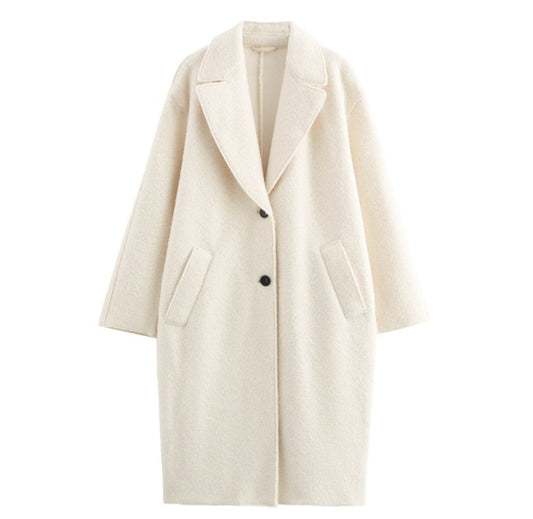 Manteau en laine élégant , à revers, boutonnage simple