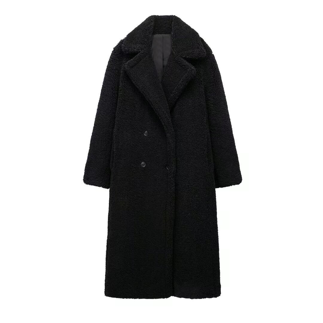 Manteau Long Douillet à Texture Pelucheuse