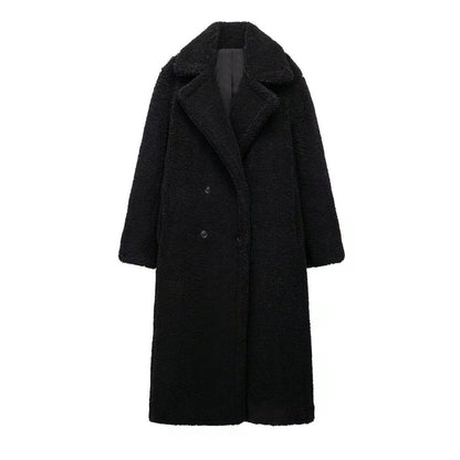 Manteau Long Douillet à Texture Pelucheuse