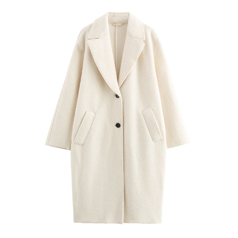 Manteau en laine élégant , à revers, boutonnage simple