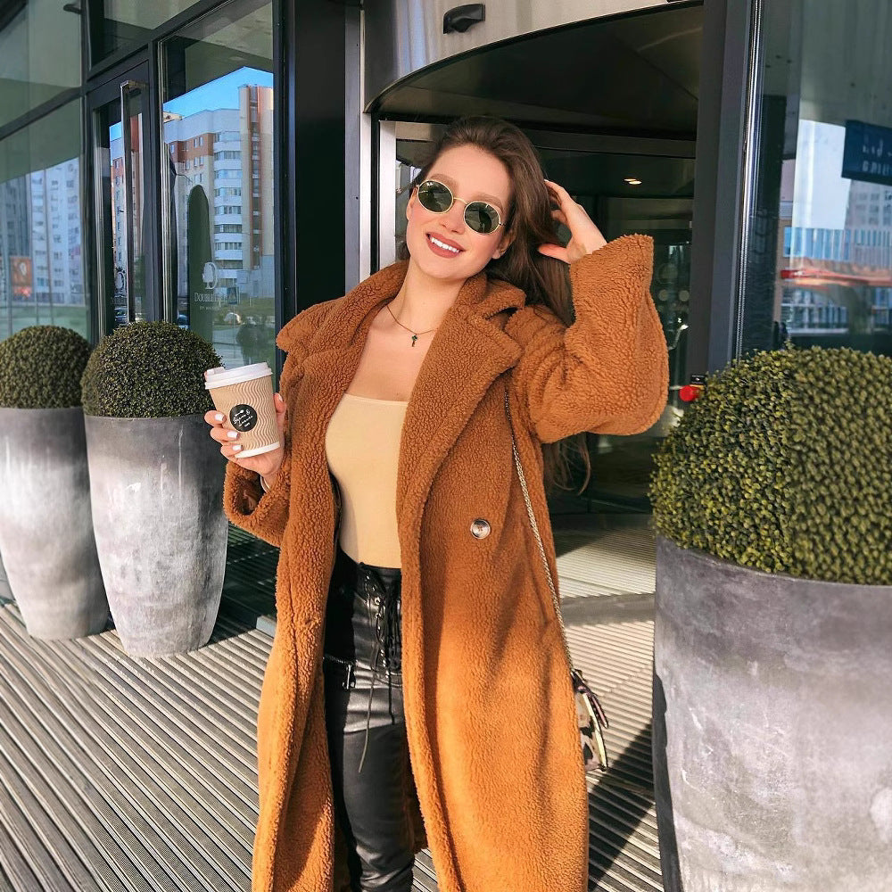 Manteau en laine réversible à revers pour femmes, automne et hiver