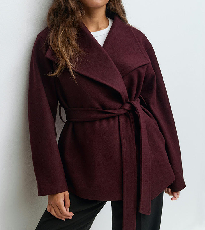 Manteau en laine Courte Col Haut
