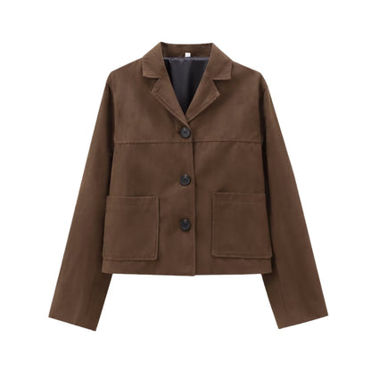 Veste Suédine Rétro Courte