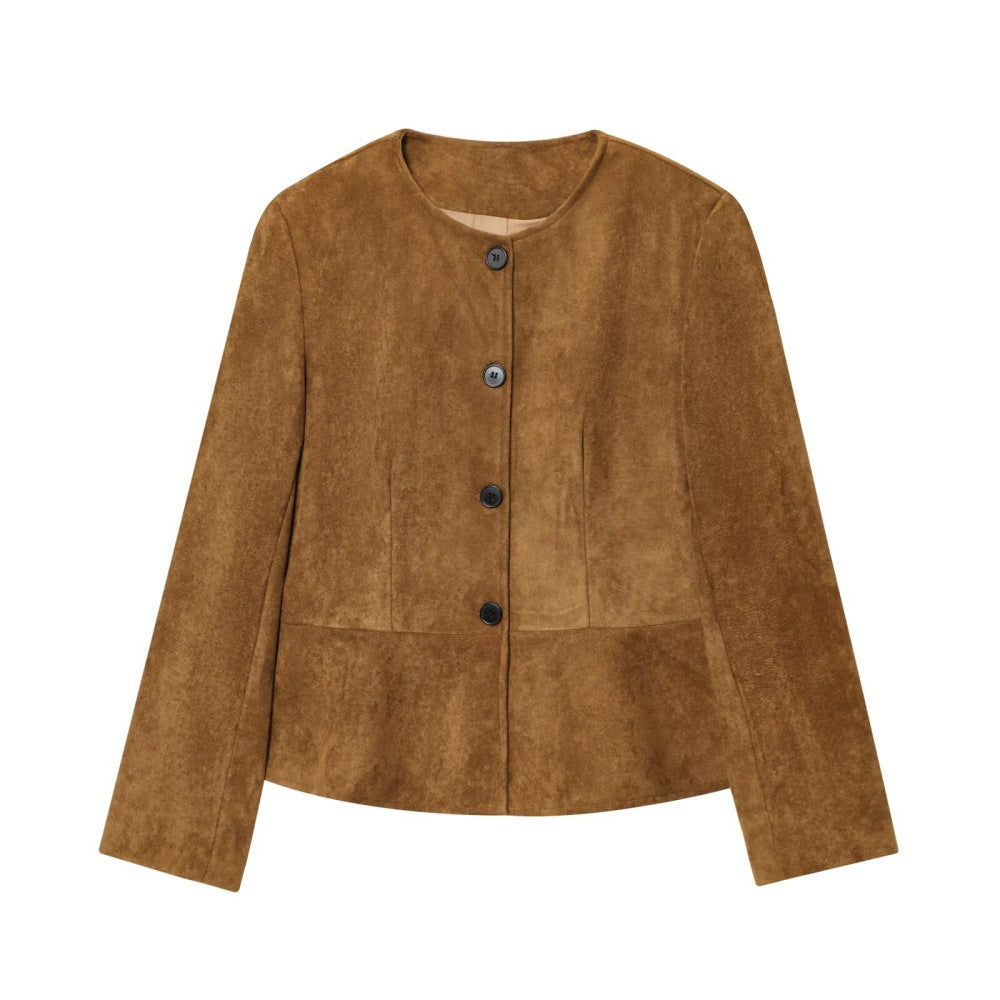 Veste Ajustée en Suédine – Chic Minimaliste & Coupe Précise
