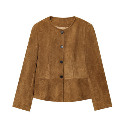 Veste Ajustée en Suédine – Chic Minimaliste & Coupe Précise