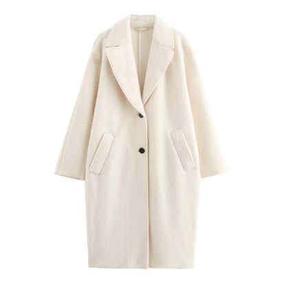 Manteau en laine élégant , à revers, boutonnage simple