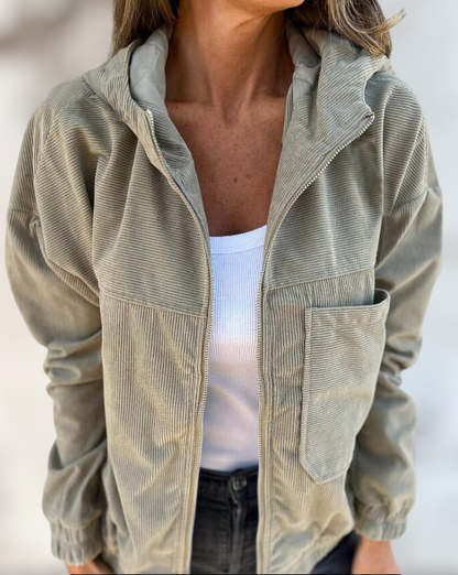 Veste Zippée Légère en Velours Côtelé