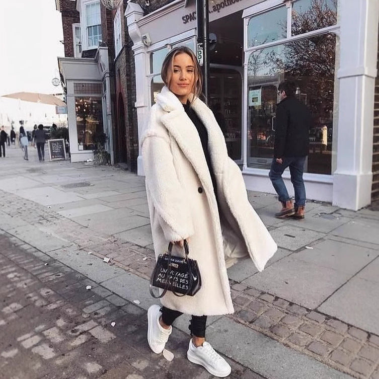 Manteau en laine réversible à revers pour femmes, automne et hiver