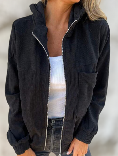 Veste Zippée Légère en Velours Côtelé