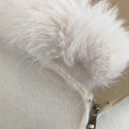 Cardigan de haute qualité à capuche avec col en fourrure tricotée
