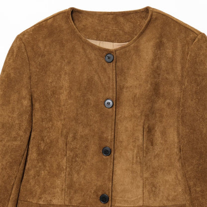 Veste Ajustée en Suédine – Chic Minimaliste & Coupe Précise