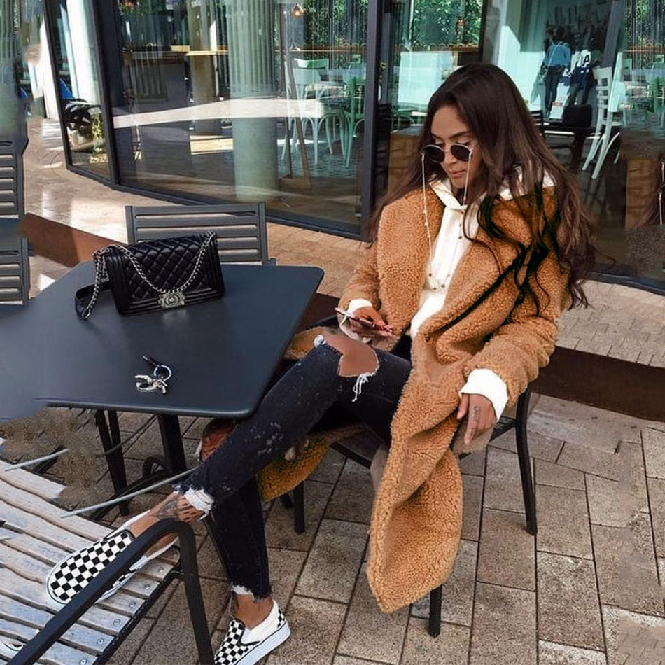 Manteau en laine réversible à revers pour femmes, automne et hiver