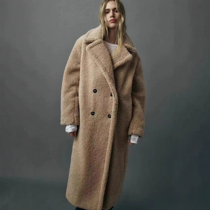 Manteau Long Douillet à Texture Pelucheuse