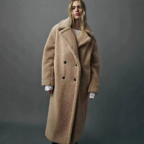 Manteau Long Douillet à Texture Pelucheuse
