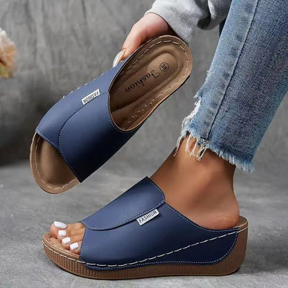 Marchéa | Mules Compensées en Cuir Respirant