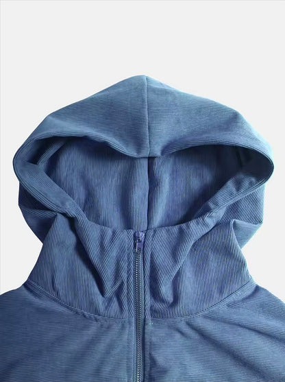 Veste Zippée Légère en Velours Côtelé