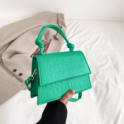 Sac à Main Structuré à Effet Crocodile avec Poignée et Bandoulière