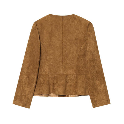 Veste Ajustée en Suédine – Chic Minimaliste & Coupe Précise