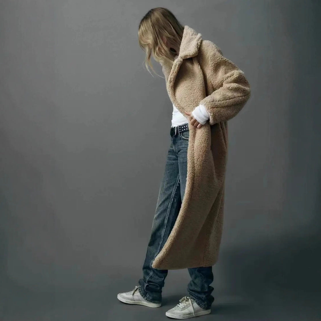 Manteau Long Douillet à Texture Pelucheuse