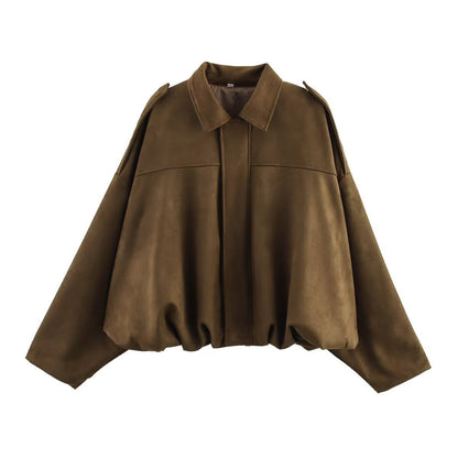 Veste Bomber Oversize en Suédine Douce