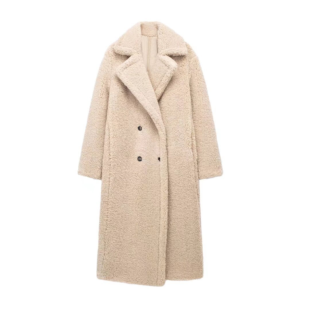 Manteau Long Douillet à Texture Pelucheuse