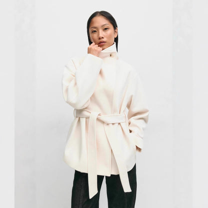 Manteau en laine Courte Col Haut