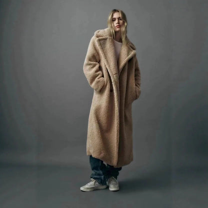 Manteau Long Douillet à Texture Pelucheuse