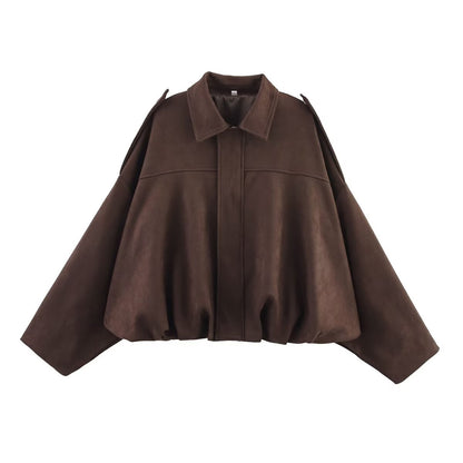 Veste Bomber Oversize en Suédine Douce