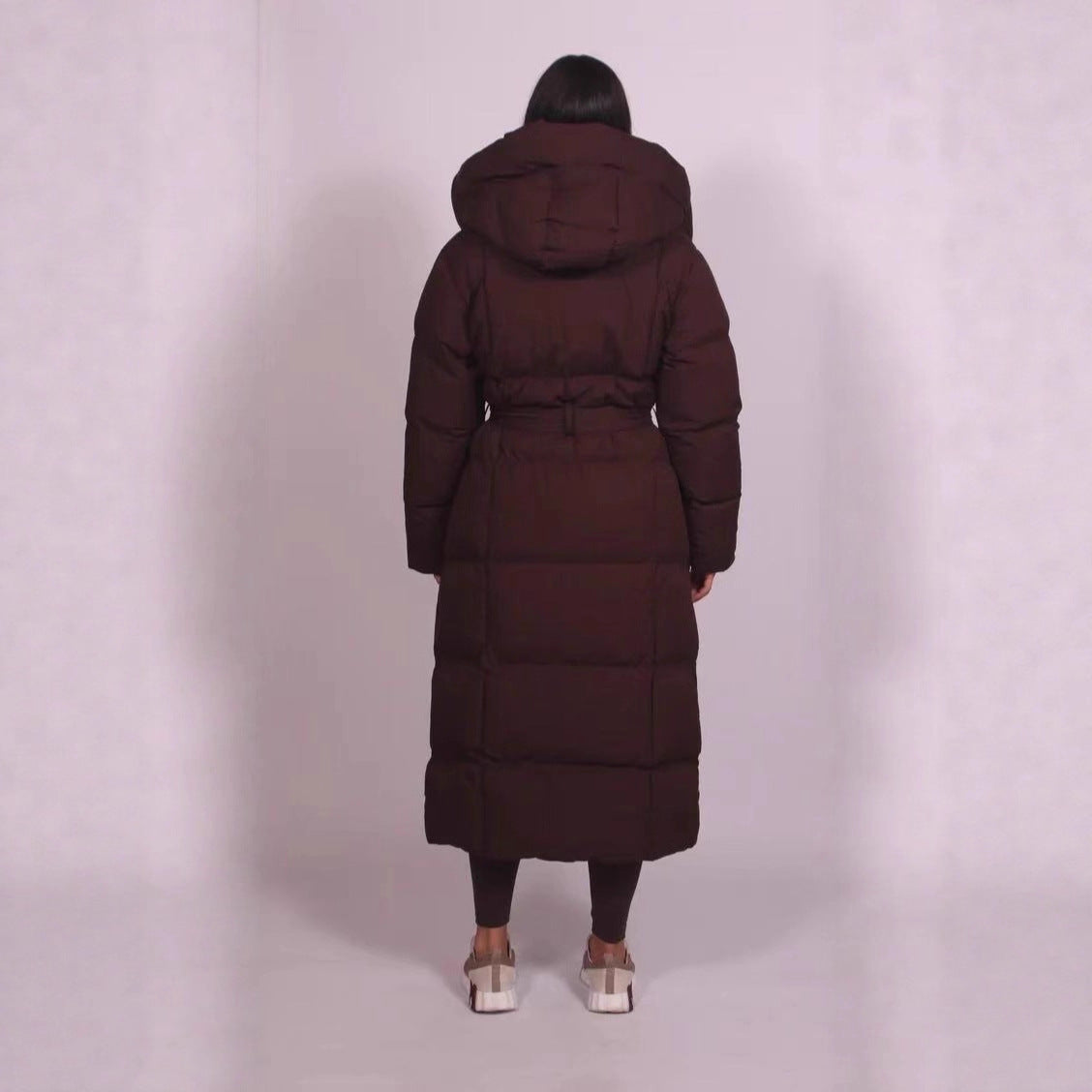 Manteau Long en Duvet avec Col en Fourrure